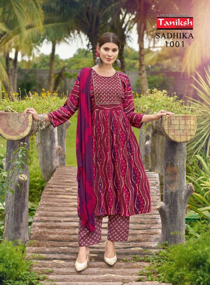 Sadhika Vol 1 By Taniksh Rayon Printed Kurti With Bottom Dupatta Wholesale Price In Surat
